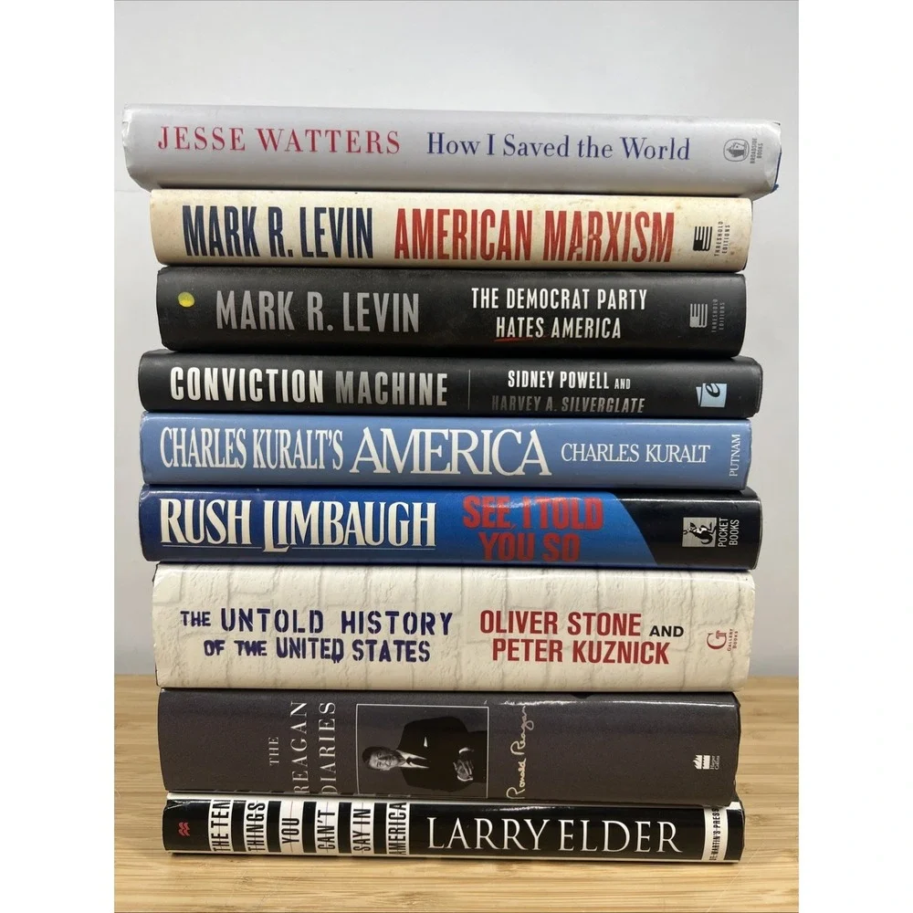 Conservative Political Books Lot 9 Mark Levin Ronald Reagan Rush Limbaugh HC